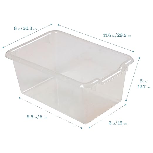 ECR4Kids Scoop Front Storage Bins, Multipurpose Organization, Clear, 10-Piece