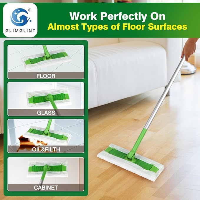 GLIMGLINT Dry Sweeping Cloths Pads Compatible with Swiffer Sweeper- Disposable Duster Refills Mop Pads for Cleaning Dust, Hair, Dirt, Disposable Duster Mop Pad 120PK