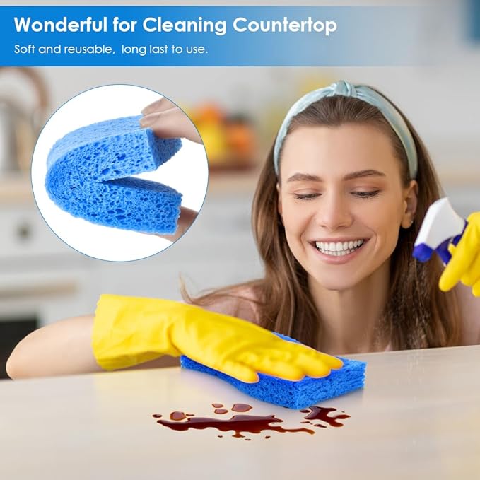 8 PCS Dish Sponges Kitchen, Premium Blue Dish Washing Kitchen Sponge, Compressed Cleaning Sponges for Cleaning Kitchen and Bathroom, Non Scratch Scrub Sponge, Cleans Quickly and Well