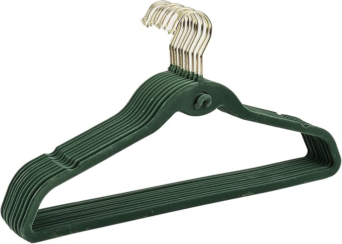 Heavy Duty Velvet Hangers with Cascade Hook, Durable, 360 Degree Rotatable Hook (20, Green)