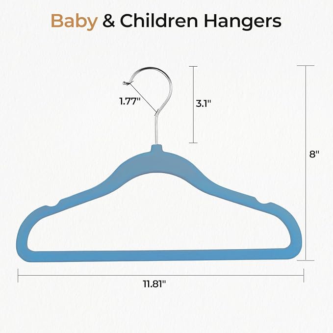 GoodtoU Kids Hangers Velvet 50 Pack 14" - Kids Felt Hangers Non Slip Toddler Hanger Childrens Hanger for Kid
