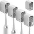 4 Pack Covered Toothbrush Holders, Adhesive Mount Wall Toothbrush Holder for Electric/Manual Toothbrushes, Grey