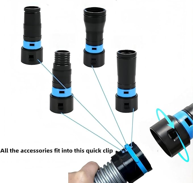 MITANSLE Dust Collection Hose Adapters Kit - Ribbed TPE QuickClick Adapters for Home & Shop Vacuum Systems, Expanded Set Fits Most Woodworking Power Tools & Sanders, Multi-Brand Compatible