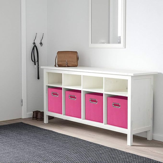 ShellKingdom Storage Bins, Foldable Fabric Storage Cubes And Cloth Storage Organizer Drawer with Metal Handle For Closet And Toys Storage, 11 X 10.5 X 10.5 INCH, 2 Pack (Fuchsia)