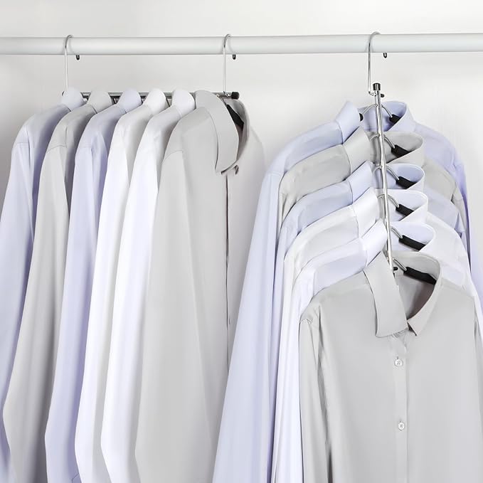 TOPIA HANGER Clothes Hanger Space Saving, 6 Tier Shirt Coat Hangers Space Saving No Bump Shoulder Hangers with No Slip Foam Padded Hangers Organizers and Storage for Men and Women 4 Pack-CT65B