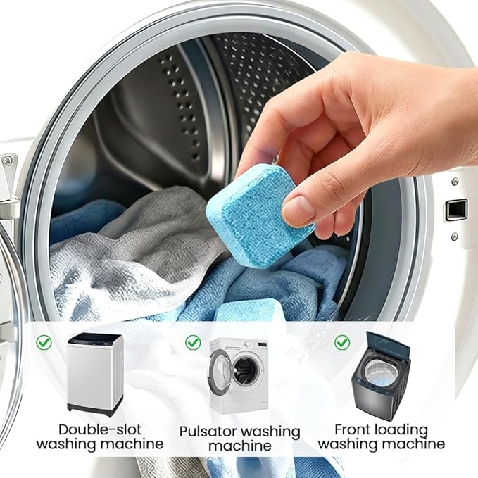 Washing Machine Cleaner Tablets, 2026 Upgrade 12/24/36-Pack (12 Month Supply) for HE/Top/Front Load Washers - Removes Stubborn Pet Hair, Odors, Mold & Residue, Septic Safe & Fragrance Free (24 PACK)