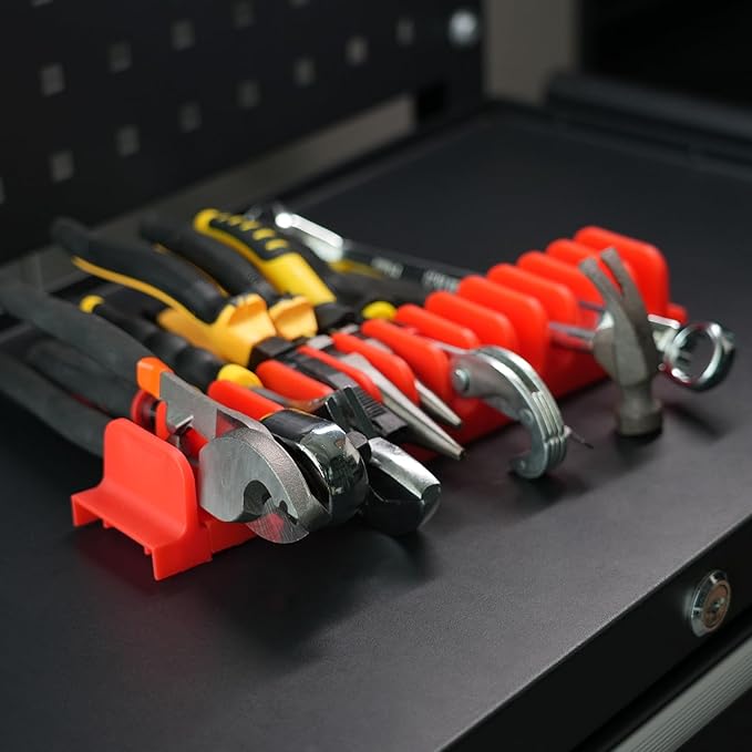 12 PCS Plier Organizer for Toolbox & Tool Drawer, Magnetic Plier Holders, Modular Tool Box Organizers for Professional Mechanics, Technicians (Red)