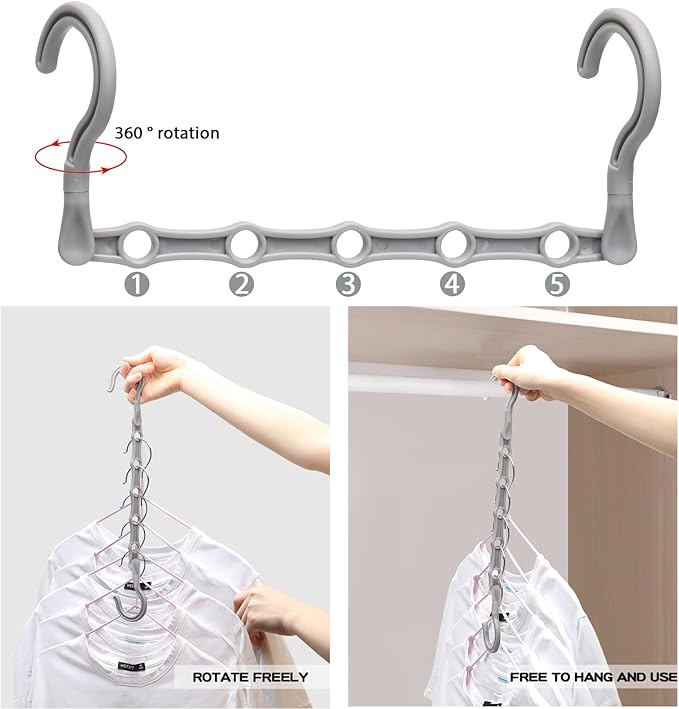 6 Pack Closet Organizers and Storage Stronger, College Dorm Room Essentials for Girls Guys, Magic Clothes Hangers Space Saving Hangers with 5 Holes Closet Storage for Heavy Clothes, Home Organization