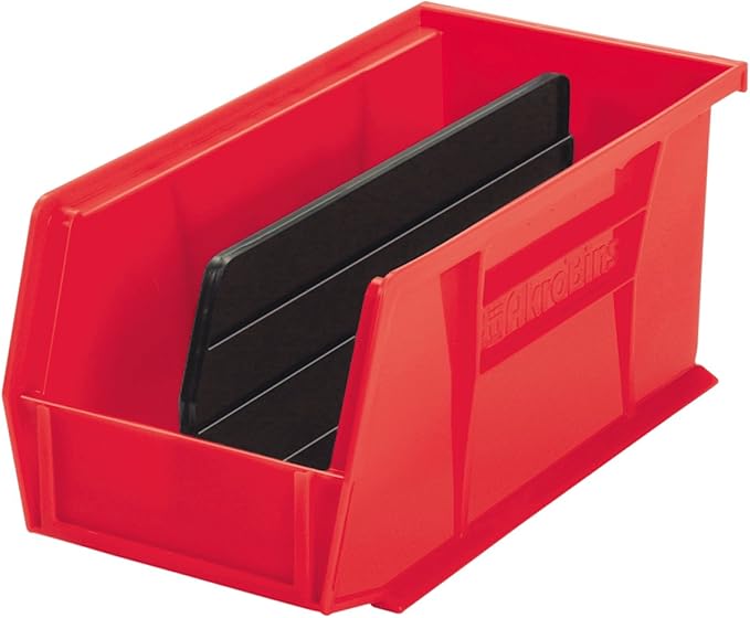 Akro-Mils 40220 Plastic Length Dividers for AkroBins Stackable Storage Bins Model 30220, Custom Storage Inserts for Tools, Crafts & Supplies, 6-Pack, Black