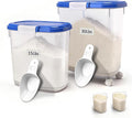 Large Rice Storage Container 30 Lbs with Wheel - Airtight Flour Food Container 15 Lbs with Lid, Scoop, Cup - Plastic Food Storage Bin for Cereal, Sugar, Beans, Dog, Cat, Pet Foods
