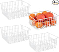 4 Pack White Wire Baskets for Organizing Office Wire Storage Basket White Metal Storage Baskets for Pantry Kitchen Bins Freezer
