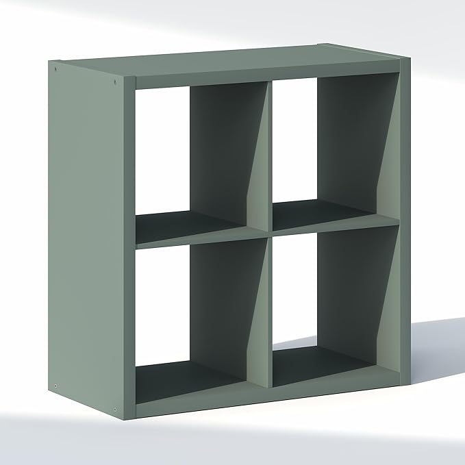 Furinno Cubic Closet Organizers and Storage, 4-Cube Closet Organizer, Open Shelf Closet Storage, Extra Thick Frame for Wardrobe, Bedroom, Living Room, Sage Green