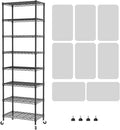 SINGAYE 8 Tier Shelf Organizer Storage Metal Shelves Garage Wire Shelving Unit Pantry Rack Adjustable Standing Storage for Kitchen Closet Laundry Bathroom Pantry 12" D x 22" W x 74" H Black