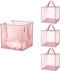 4 Pack Popup Laundry Hamper, Small Collapsible Mesh Laundry Baskets Dirty Clothes Basket with Handle Cube Storage Basket for Washing Storage,Toy Storage,Dorm and Travel(Pink,13 Inch)