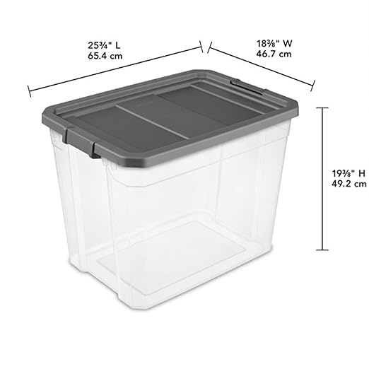 Sterilite 8-Pack Modular Stacker Box, Durable Clear Plastic Storage Bins with Latching Lids, 108 Quart - Stackable Organizing Container Boxes for Closet, Bathroom, and Office