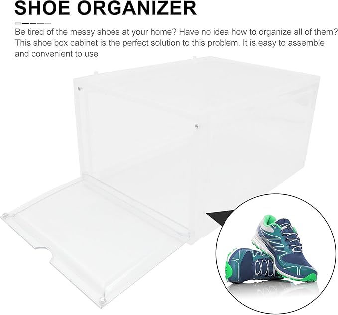 Ciieeo Basketball Shoe Storage Box Sneaker Organizer 34x25x18.2cm Plastic Basketball Shoe Organizer for Closet
