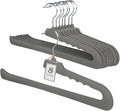 Velvet Pant Hangers Open End, 8 Pack Non Slip Non Crease Felt Slack/Jeans Trouser Hangers,Slim & Sleek Heavy Duty Space Saving Closet Hanger with 360° Swivel Hook (Gray)