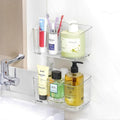 PAVSTINE 2 Pack Clear Shower Shelf, Adhesive Bathroom Shower Shelves, Wall Mounted Bathroom Shower Organizer, No Drill Shower Shelves with Self Adhesive Tape, Transparent