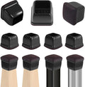 Ezprotekt 24 Pcs Black Square Chair Leg Floor Protectors with Felt, Silicone Felt Furniture Pads Cups for Hardwood Floor, Dining Table Leg Caps Covers No Scratches and Noise (M Fit: 0.75" - 1")