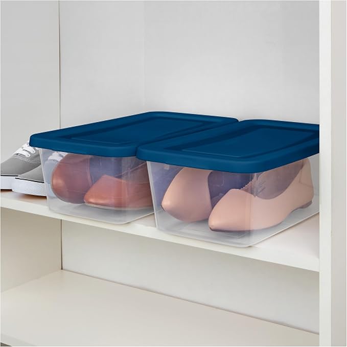 Sterilite Stackable 6 Quart Home Storage Box with Handles and Lid for Efficient, Space Saving Household Storage and Organization, (10 Pack)