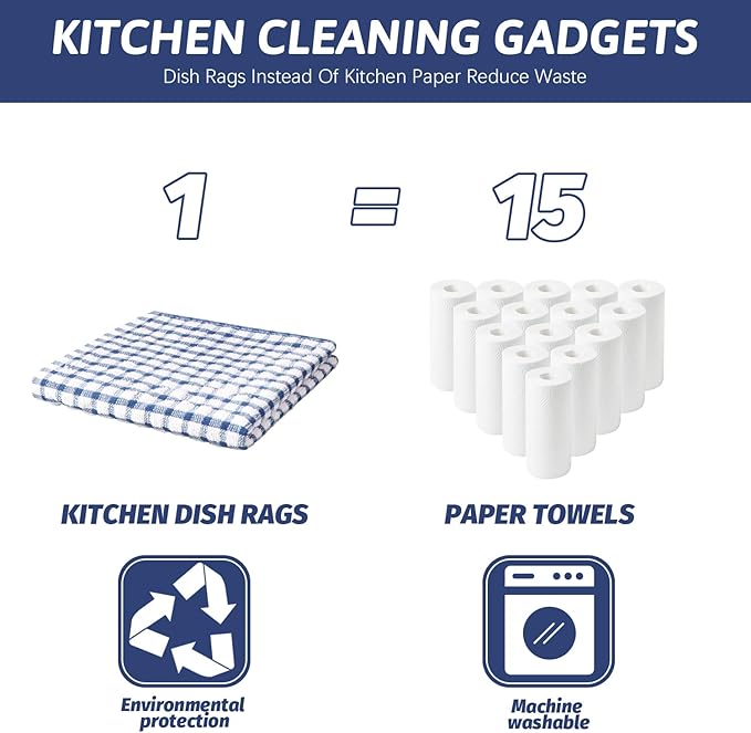 Nialnant 12 Pack Kitchen Dish Cloths,100% Cotton Kitchen Towels Soft Absorbent Quick Drying Dish Rags for Kitchen,Washing Dishes,Cleaning rags-11 x 11In