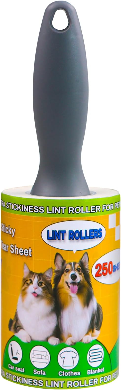 Sunroda Lint Roller Pet Hair Value Pack of 250 Sheets, Extra Sticky Lint Remover for Dog & Cat Fur, Clothes, Furniture, Couches Reusable Lint Remover for Fuzz, Fluff & Hair(White)