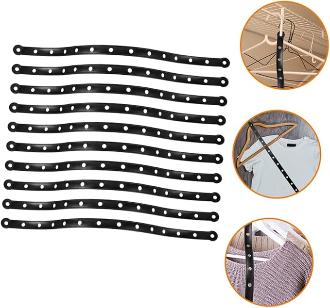 10 pcs Plastic Clothes Hanger Connecting Strips for Retail Display Multipurpose Black Hanging Strips for Clothing Space Saving Hanger Connectors for Store Use