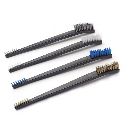 Small Wire Brush Set - Brass/ Stainless Steel/ Nylon Brushes for Cleaning Rust Removal, Dirt, Paint Scrubbing Wire Brush Set Double-Ended Cleaning Pick (8 Pieces)