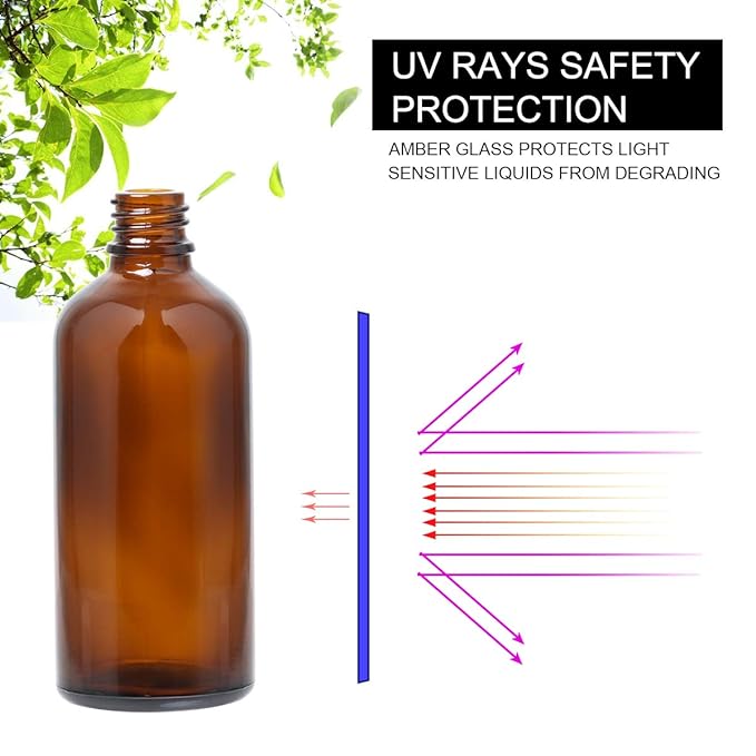 Hydior Amber Glass Spray Bottles for Essential Oils, 4oz Empty Small Fine Mist Spray Bottle 2 Pack