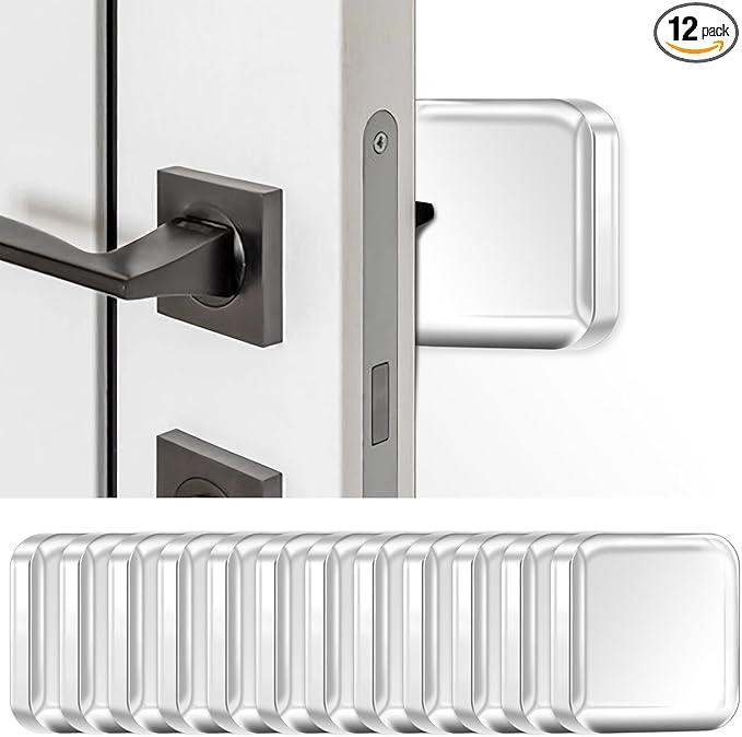 JULBEAR 12PCS Clear Door Stoppers for Wall, Wall Protectors from Door Knobs with Strong Back Self Adhesive,Quiet, Shock, Absorbent Silicone, Door Knob Wall Protector Door Handle Bumpers