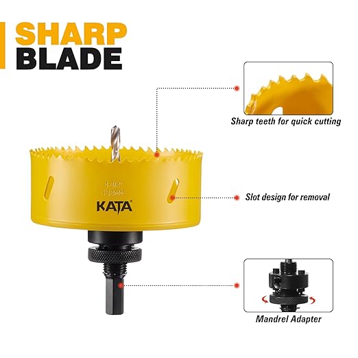KATA 4 Hole Saw for Recessed-Lights: 4-1/4 in Hole Saw with Silicone Dust Bowl - Installing 4 Inch Led Recessed Ceiling Lights for Drywall - Hole Cutter with Dust Catcher for Can Lighting