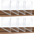 ROUFA Clear Acrylic Shelf Dividers, 8Pcs Closet Dividers Fit for Any Thickness of Shelves, Multi-Purpose Wood Shelf Separators for Bedroom, Kitchen, Office, Bathroom, 11.8''x11''