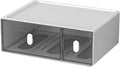 Desktop Storage Drawers, Plastic Desk Organizer with 2 Drawers, Modular Stackable Toolbox Units for Office Stationary, Makeup Container, Bathroom Countertop (Tall Layer, White & Clear)