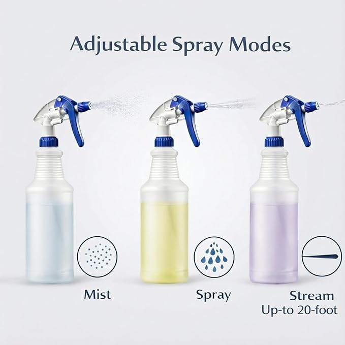 Bar5F Professional Sprayer 24-Ounce - 20 Foot Spray, Bleach Resistant, Adjustable Nozzle, All-Purpose, 3-Pack