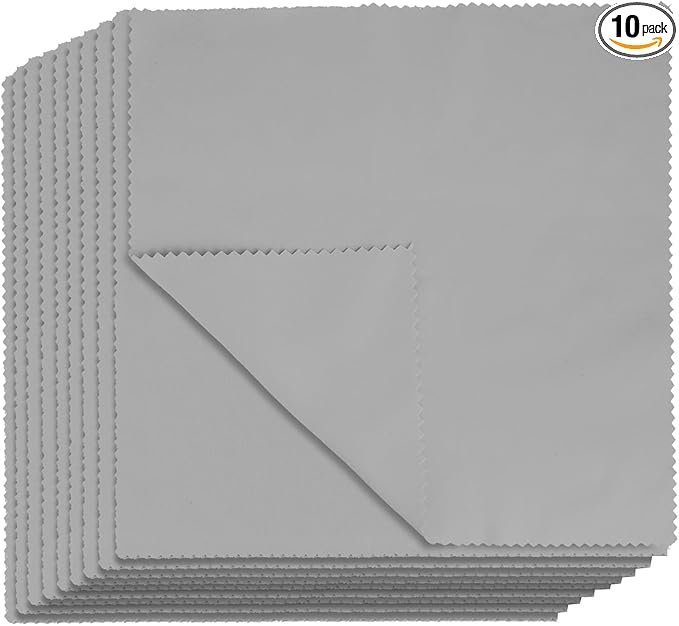 10PCS Suede Microfiber Cloths, 8"×8" Suede Cloth Cleaning Rags, Double-Sided Cleaning Cloths for Car LCD Display, Screens, Glasses, Lenses, Mirrors, Windows, Delicate Surfaces (Gray)