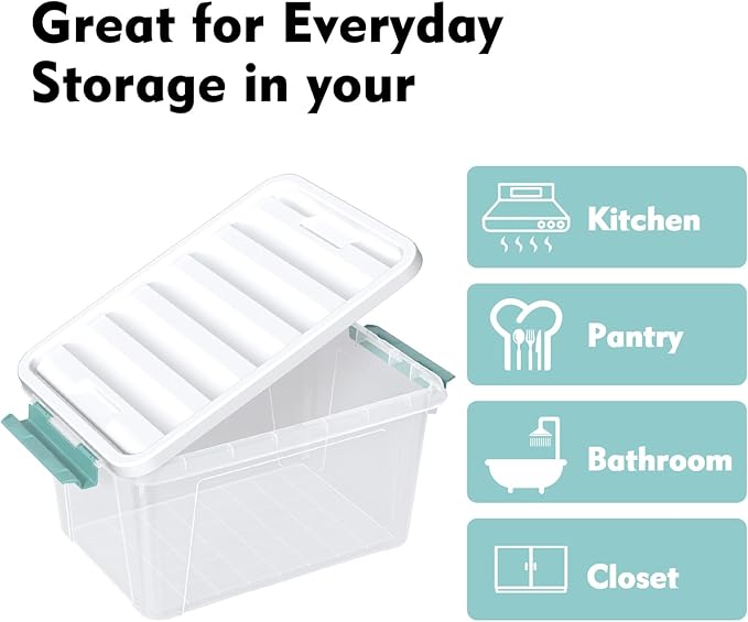 Tyminin 6 Pack 20 Quart Clear Storage Latch Box, Plastic Storage Bins with Lids, Stackable Storage Containers for Organizing