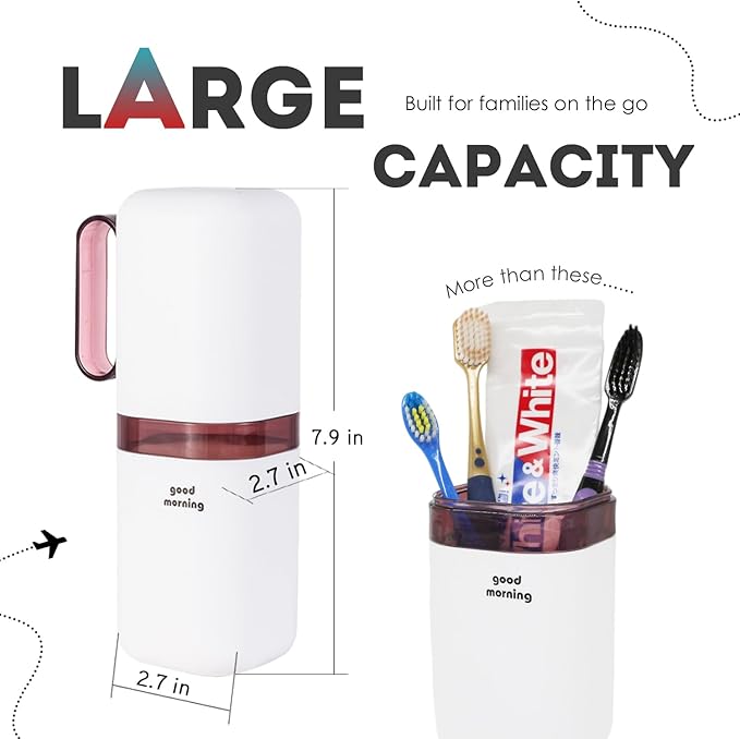 Toothbrush Travel Case,Toothbrush Holder and Rinse Cup with Handle Travel Toothbrush Holder,Multifunctional Toothbrush Cup,Large Capacit Travel Toothbrush Holder with Mouthwash Cup(Purple+Blue)