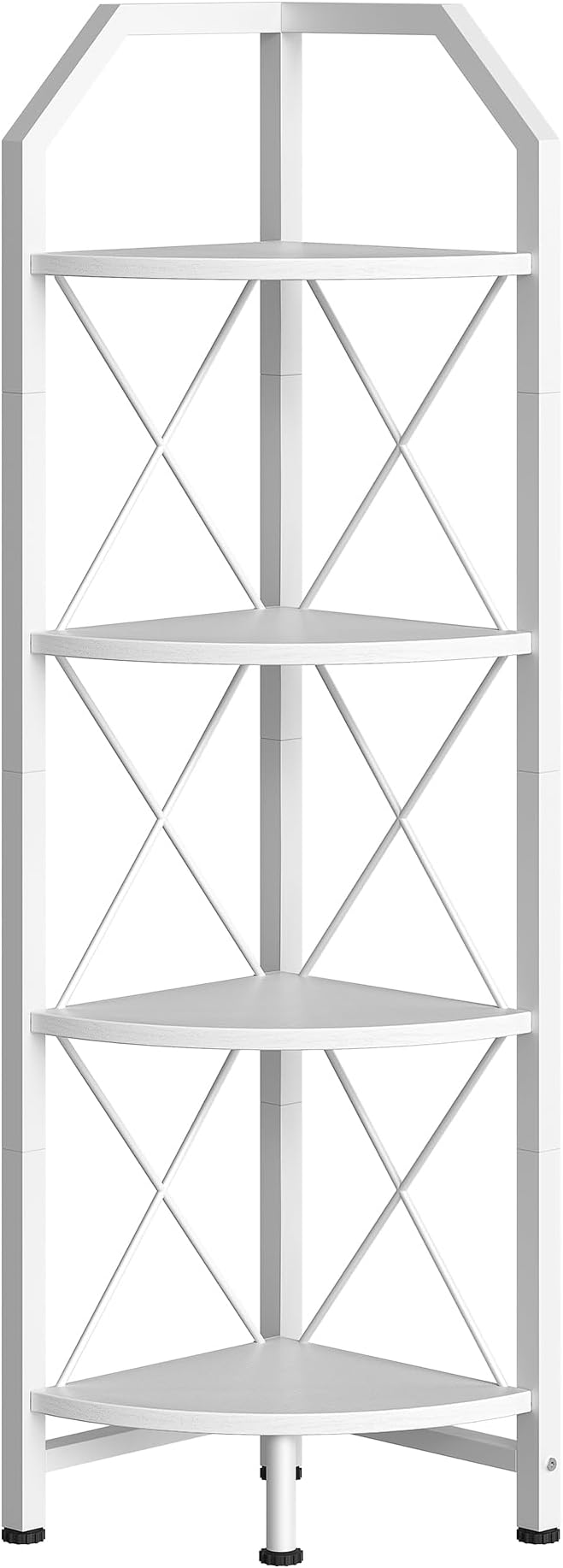 4-Tier Corner Shelf, Industrial Corner Bookshelf, 47.6" Corner Storage Stand, Plant Stand Display Shelf, Corner Bookcase for Bedroom, Living Room, Home Office, White TCJ09WB