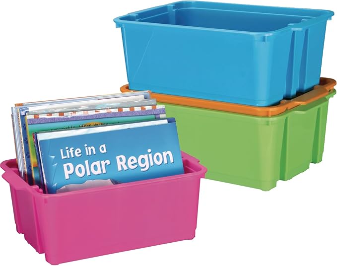 Really Good Stuff Classroom Stacking Bins - Neon - Set of 4