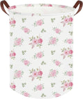 Pink Flower Laundry Basket,Nursery Baskets Girl Baby Storage Bins,Baby Girls Nursery Hamper,Waterproof foldable laundry basket,Gift Baskets,Pink Rose room Decor(Pink Rose)