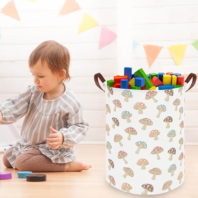 Mushroom hamper,Laundry Basket,Collapsible Canvas Waterproof Storage Bin,Nursery Hamper,Gift Baskets,baby Laundry Hampers,Room Decor(Mushroom)