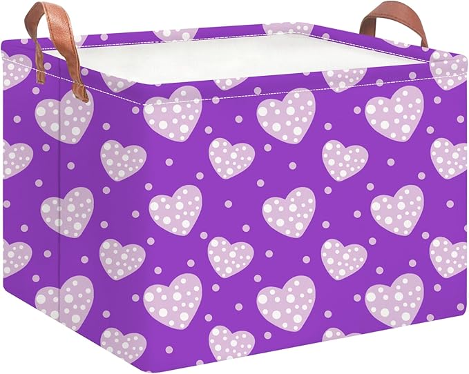 Rectangular Storage Basket Empty,Storage Bin with Handles,Room Decor,Gift Basket,Book Box(Purple Love)