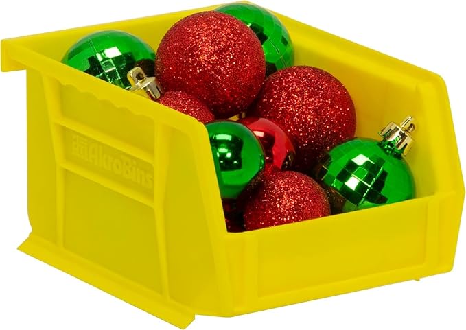 Akro-Mils 30210 AkroBins Plastic Storage Bins, Space-Saving Stackable Bins for Garage, Pantry, Craft Organization, 5" x 4" x 3", Yellow, 6-Pack