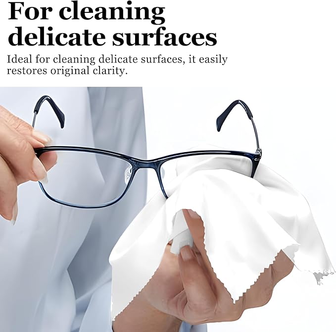 10PCS Suede Microfiber Cloths, 8"×8" Suede Cloth Cleaning Rags, Double-Sided Cleaning Cloths for Car LCD Display, Screens, Glasses, Lenses, Mirrors, Windows, Delicate Surfaces (White)
