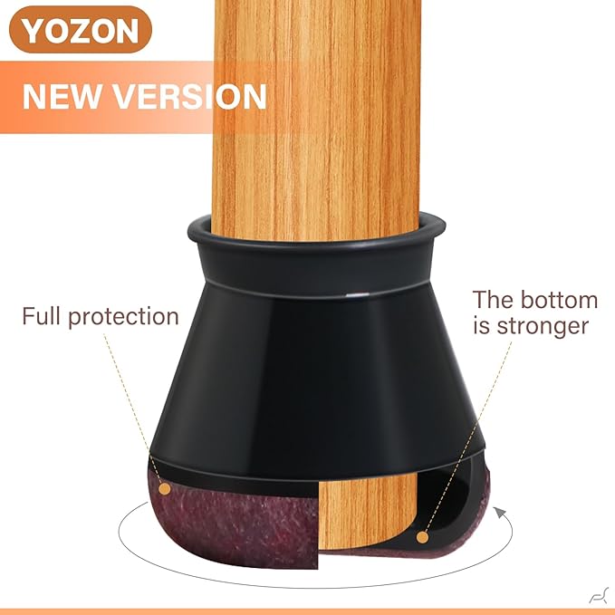 Chair Leg Floor Protectors for Hardwood Floors Felt Furniture Pads Silicone Caps Anti-Scratch Reduce Noise Round 16 Pack Black Round Small Fit 1/2" to 3/4" (14-19mm)