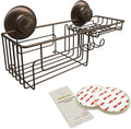 Gecko-Loc Large Combo suction cup wall mount bathroom shower caddy - shampoo storage basket shelf organizer caddie bath shelves - Bronze