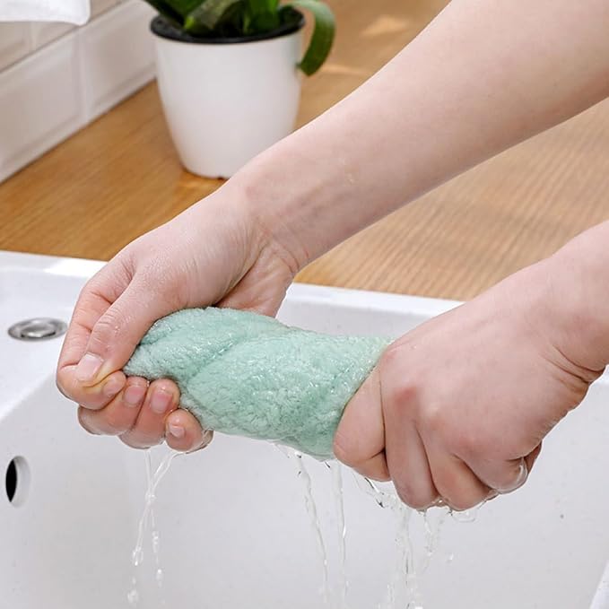 Beaupretty Microfiber Kitchen Dish Towels 20pcs Water Absorbent Thick Double-Layer Cleaning Cloths Nonstick Oil Microfiber Dishcloths for Household Tableware Cleaning Random Color