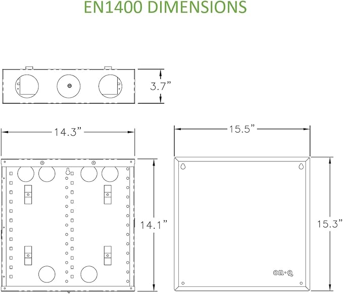Legrand - OnQ 14 Inch Cable Management, In-Wall 20-Gauge Media Box, Structured Wiring Enclosure with 2.5 Inch Openings for Wires, Glossy White, EN1400