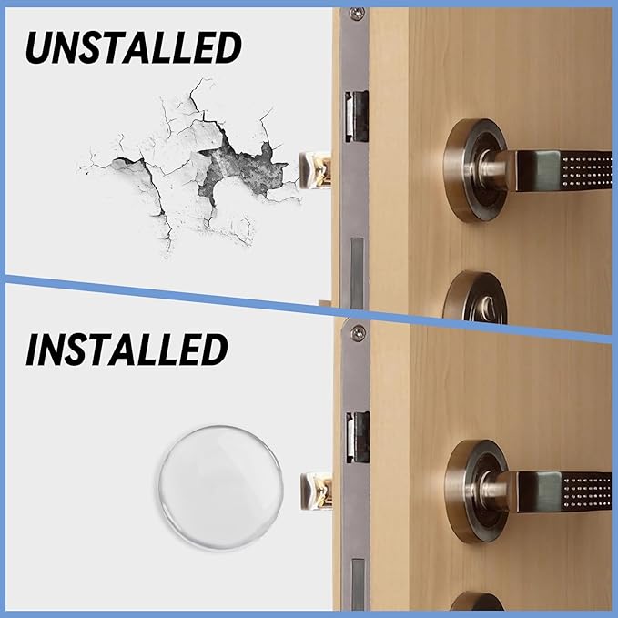 JULBEAR Clear Door Stoppers for Wall, 12PCS Wall Protectors from Door Knobs with Strong Back Adhesive,Quiet, Shock, Absorbent Silicone, Door Knob Wall Protector Door Handle Bumpers(Round 2 inch)