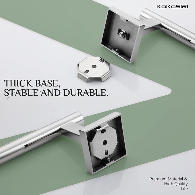 KOKOSIRI Hand Towel Bar Chrome Bathroom Towel Rail Holder Kitchen Paper Holder Wall Mounted Toilet Cabinet Mount 2 Pack, Polished Stainless Steel B3008CH-P2